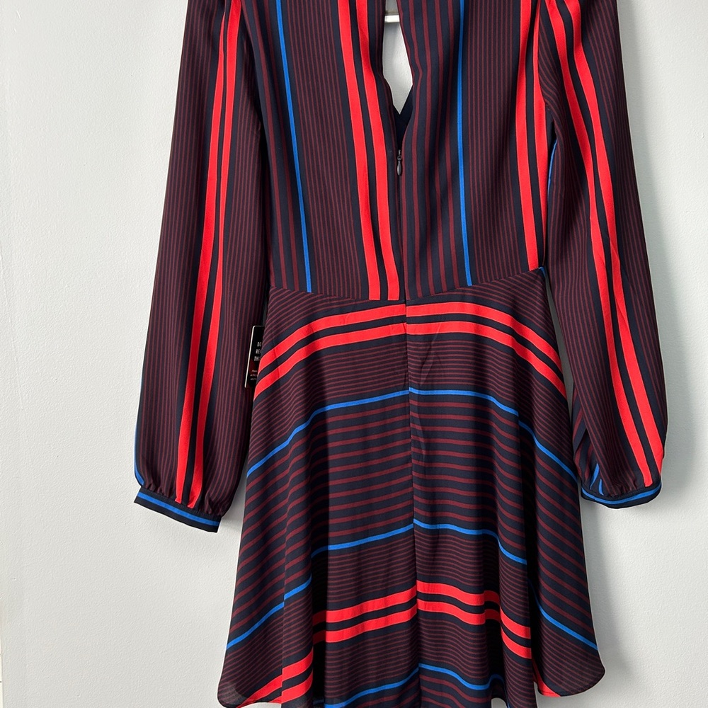 Express Red and Blue Striped Mini Dress